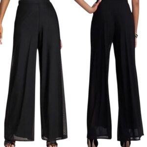 Vintage TADASHI Petite Stretch Mesh Lined Wide Leg Palazzo Pants Black Size PS